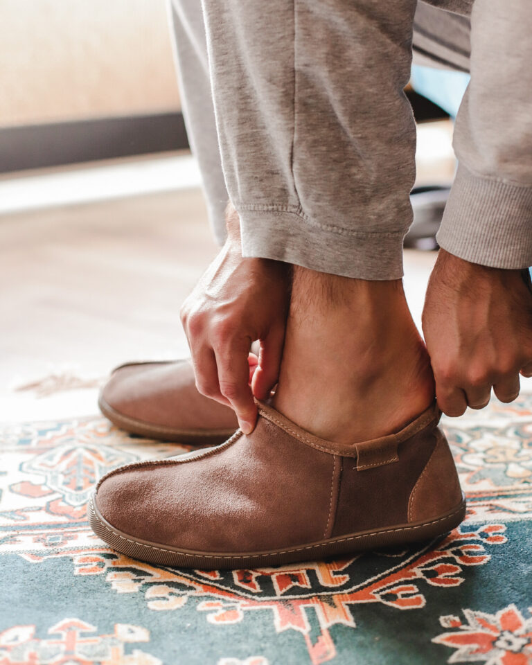 Schapenvacht Slippers Heren Thuis Suède Instappantoffel met Wollen